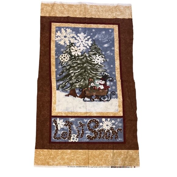 Christmas Panel Fabric Snowman Tree Let it Snow Pearl L. Krush Troy Corporation - Picture 1 of 7
